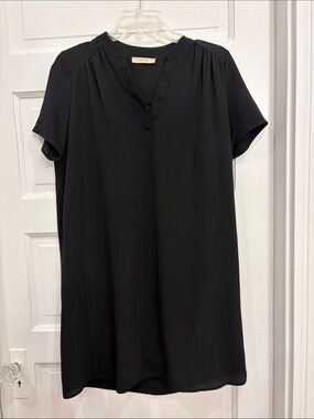 Entro Black Short Sleeve V-Neck Tunic Dress